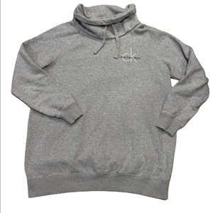 Calvin Klein Jeans CK Gray Sweater Cinch Turtle Neck Size Large Hoodie Style